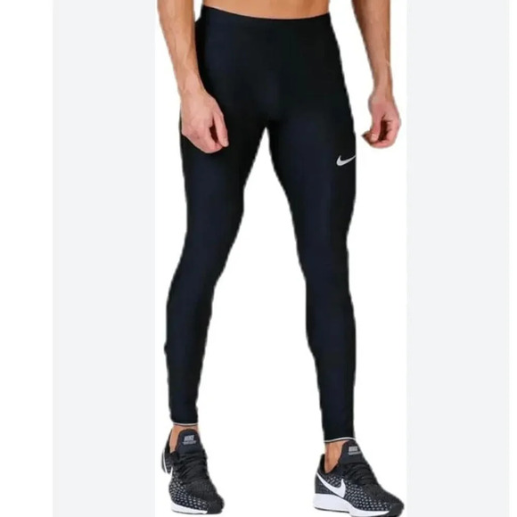 NIKE | Leggings Solid Black Elastic Waist Sweatpants Athletic Logo | Medium - Picture 1 of 7